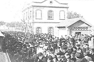 Arribada a Balaguer al tren inaugural de 1905