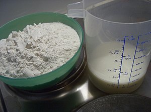 (Plain) Flour and (lite) milk.