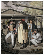 Marins et cochers sur le Danube, aquarelle sur velin, 29,5 × 23,4 cm, 1812.