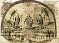 Ilustracja ukazująca konchę absydy dawnej bazyliki konstantyńskiej, według akwareli Giacoma Grimaldiego. Około 1500, Rzym, Biblioteca Apostolica Vaticana