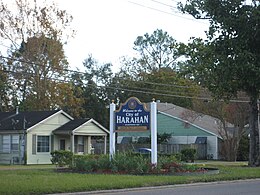 Panneau de bienvenue à l'entrée de la cité d'Harahan