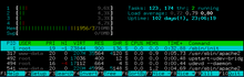Htop adds an exclamation mark when uptime is longer than 100 days. Htop-uptime.png
