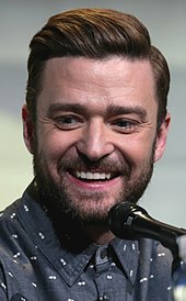 A picture of actor-singer Justin Timberlake smiling downwards