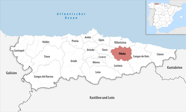 Die Lage des Gerichtsbezirk Piloña in der Provinz Asturien