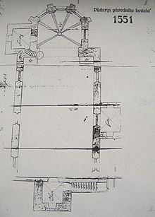 Plán kostela z roku 1551