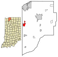 Location of Westville in LaPorte County, Indiana.