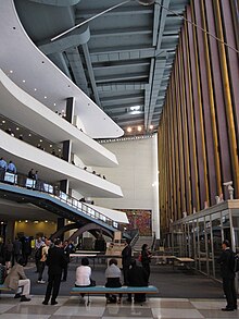 Interior of the north lobby, with the stepped ramp in the background Lobby UN GA 0945.JPG