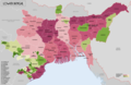 Mappa li tindika Lower Bengal fl-1870, inkluż Bengal proprju, Orissa, Bihar, u Assam; u stati prinċpji