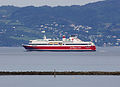 Fjord Lines nye cruiseferje «Stavangerfjord» på prøvetur i Trondheimsfjorden, 2013.