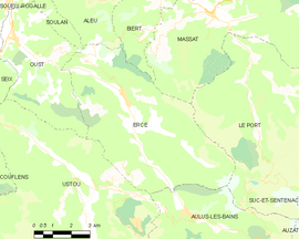 Mapa obce Ercé