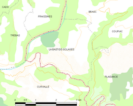 Mapa obce La Bastide-Solages