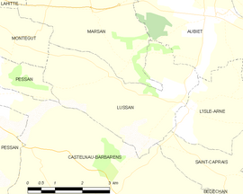 Mapa obce Lussan