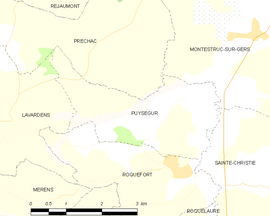 Mapa obce Puységur