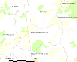 Mapa obce Pouligny-Saint-Martin