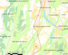 Mapa obce Varces-Allières-et-Risset