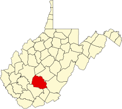 Karte von Fayette County innerhalb von West Virginia