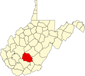 Map of West Virginia highlighting Fayette County