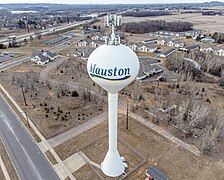 Mauston water tower with cellular tower on top