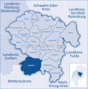 Poziția orașului Schotten pe harta districtului Vogelsbergkreis