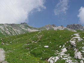 Le Nebelhorn vu de la cabane Edmund Probst.