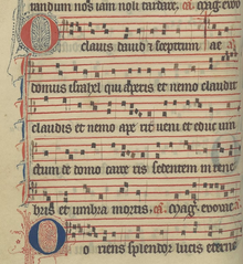 The antiphon O clavis David in an antiphonal O antienne Clavis.png