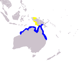 Elterjedési területe (a kék a biztos, míg a sárga a feltételezett)