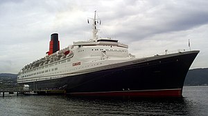 The RMS Queen Elizabeth 2 during a port visit ...