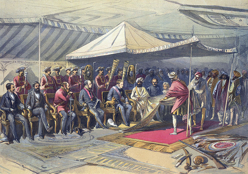 Governor-General of India Lord Canning meets Maharaja Ranbir Singh of Jammu and Kashmir, 1860. 