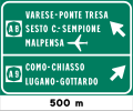 Cartello di itinerario per intersezione di autostrade (di tipo direzionale)
