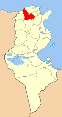 Localização da província de Béja na Tunísia
