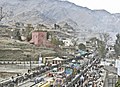 Trucks crossing into Pakistan's Khyber Pakhtunkhwa at Torkham in 2011