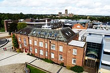 The Dawson Building houses the departments of Archaeology and Anthropology View from the 4th floor of the Calman centre.jpg