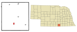 Location of Red Cloud within Webster County and Nebraska