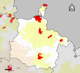 Localisation de l'aire d'attraction de Fumay dans le département des Ardennes.