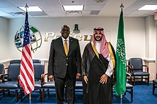 U.S. Secretary of Defense Lloyd Austin hosts Saudi prince Khalid bin Salman at the Pentagon, July 6, 2021 210706-D-XI929-1010 (51294433446).jpg