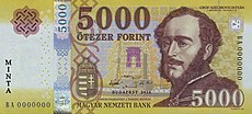 Az 5000 forintos bankjegy Széchenyi István arcképével