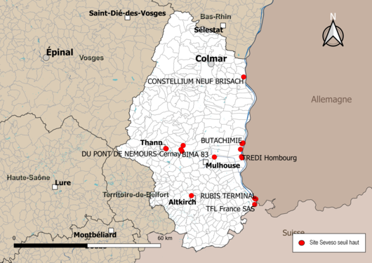 Carte des sites « Seveso seuil haut ».