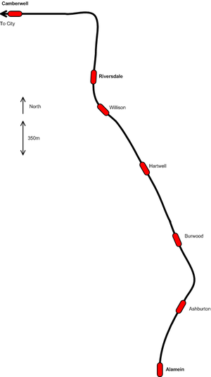 Alamein line map