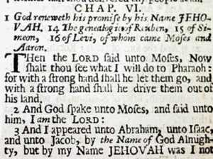 "Jehovah" at Exodus 6:3 (1611 King J...