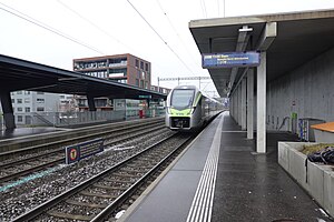 Double-track railway line with side platforms