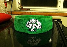 A headband depicting the Tree of Currier House (Harvard College) CHausHeadband.JPG