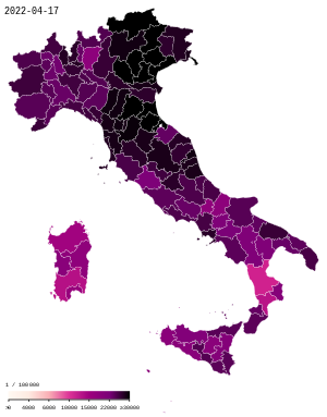 COVID-19 Италия - Случаи на глава от населението.svg