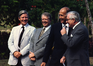 Helmut Schmidt, Jimmy Carter, Valery Giscard d'Estaing, and James Callaghan in Guadeloupe island Carter guadeloupe cropped.png