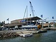 Le chantier naval Jeanneau à Ouistreham, au bord du Canal de Caen à la mer.