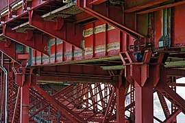 South approach sub-structure with seismic isolators (short black cylinders) added as part of the Seismic Retrofit Construction Project