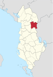 Debre ilçesinin Arnavutluk'taki konumu