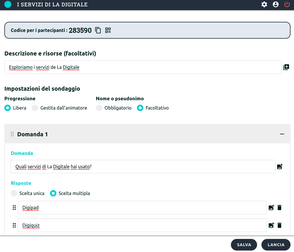 Schermata della creazione di un questionario