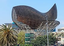"El Peix", fish sculpture located in front of the Port Olímpic, in Barcelona, Catalonia, Spain (1992)