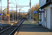 Vue des voies en direction de Lannemezan en 2010.