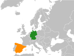 Карта с указанием местоположения Германии и Испании